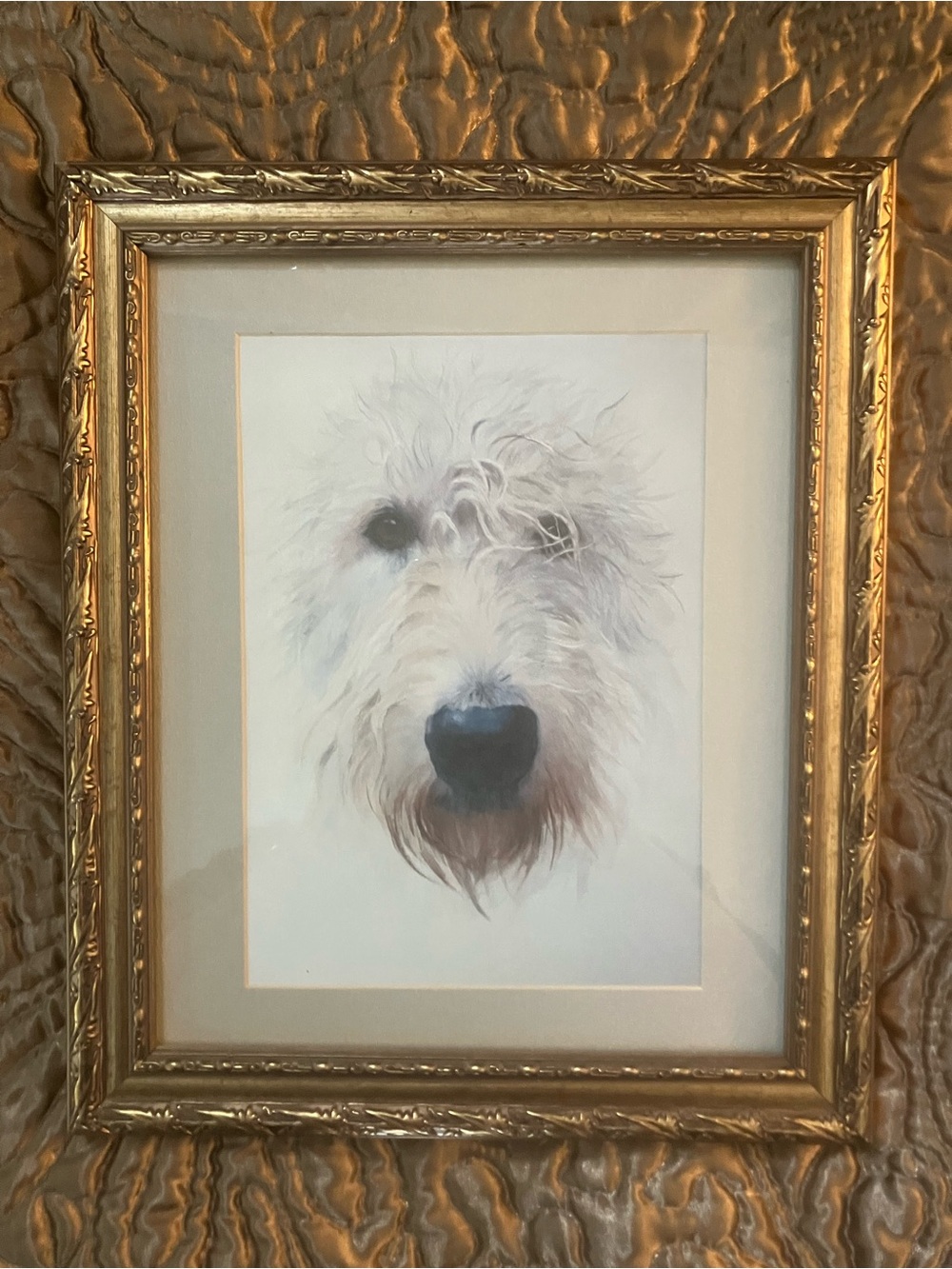 Gold Framed White Dog Portrait Wall Art